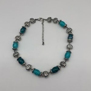 Premier Design Tribal Necklace with Oval Turquoise & Teal Colored Beads